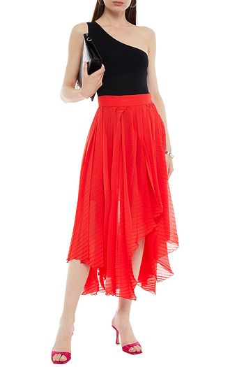MSGM Pleated jacquard midi skirt