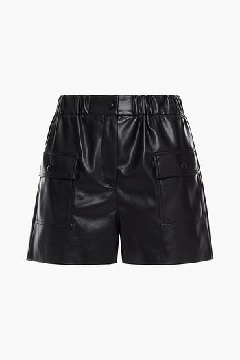 MSGM Gathered faux stretch-leather shorts