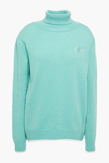 MSGM Embroidered wool and cashmere-blend turtleneck sweater
