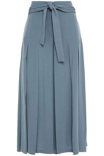 VALENTINO Belted pleated silk-satin culottes