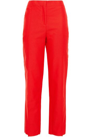 VALENTINO Cotton and silk-blend slim-leg pants