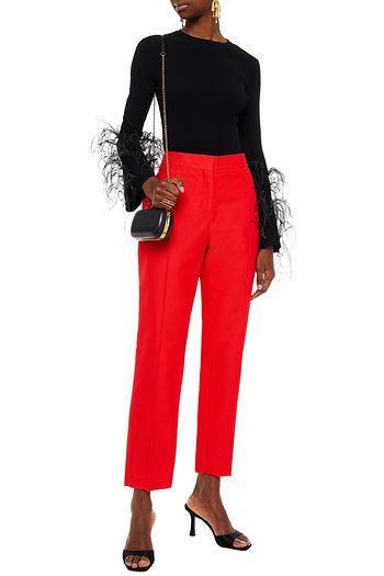 VALENTINO Cotton and silk-blend slim-leg pants
