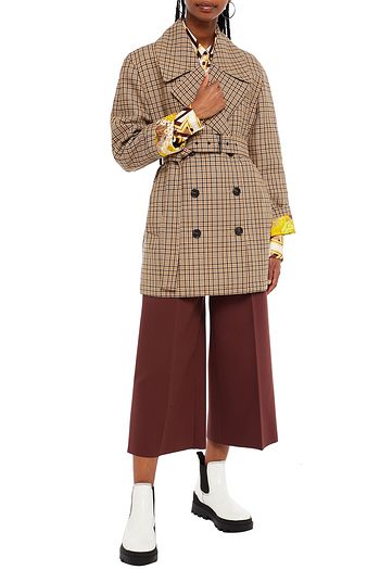 MSGM Belted checked gabardine coat