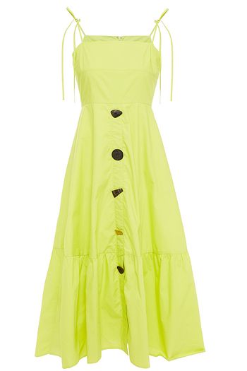 REJINA PYO Maria gerafftes Midikleid aus Baumwollpopeline