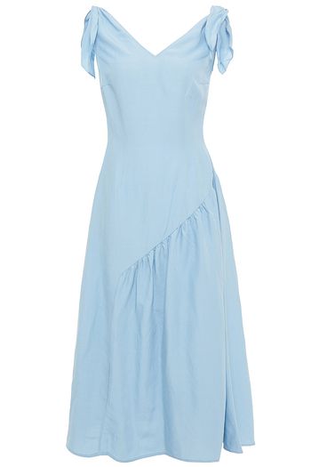 REJINA PYO Gerafftes Midikleid aus Drell mit Knotendetail