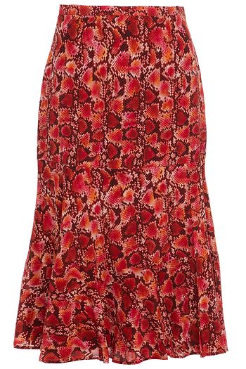 ALTUZARRA Fluted snake-print silk crepe de chine skirt