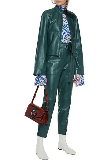ROSETTA GETTY Belted leather tapered pants