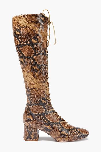 ZIMMERMANN Lace-up snake-effect leather knee boots
