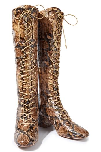 ZIMMERMANN Lace-up snake-effect leather knee boots