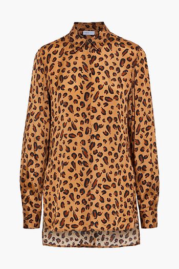 ROSETTA GETTY Leopard-print satin-twill shirt