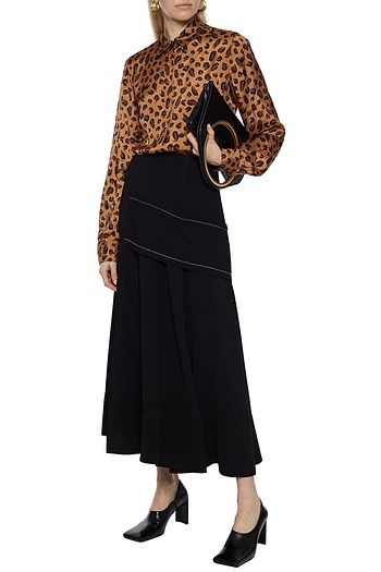ROSETTA GETTY Leopard-print satin-twill shirt