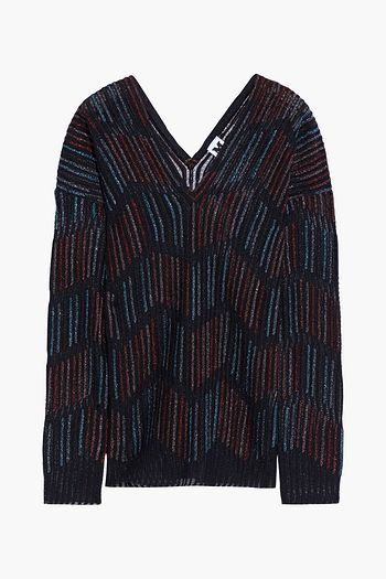 M MISSONI Metallic ribbed crochet-knit sweater