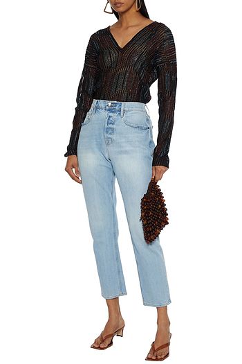 M MISSONI Metallic ribbed crochet-knit sweater