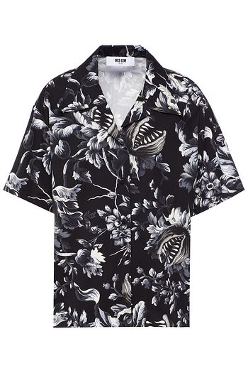 MSGM Printed cotton-poplin shirt