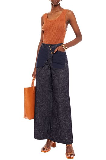 REJINA PYO Phoebe hoch sitzende Jeans mit weitem Bein und Seideneinsatz