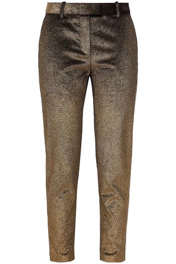 ALTUZARRA Cropped metallic cotton-velvet slim-leg pants