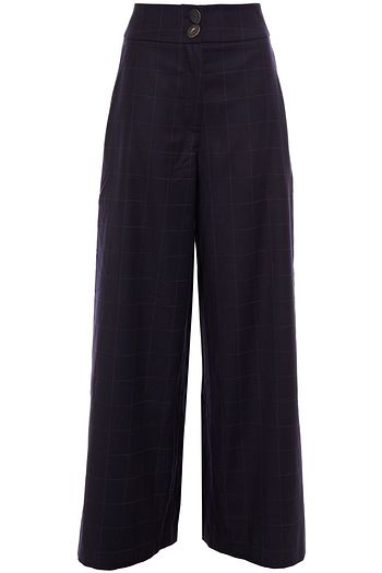 REJINA PYO Hose mit weitem Bein aus Woll-Twill mit Karomuster