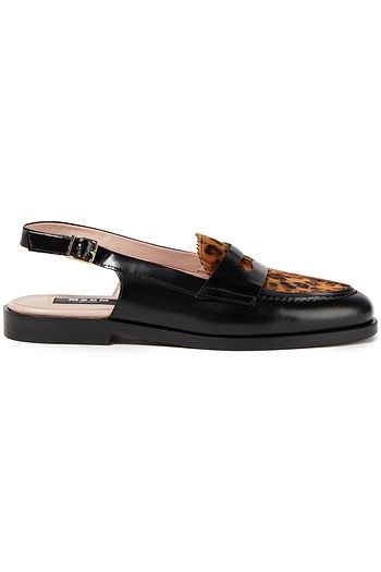 MSGM Slingback-Loafers aus Leder und Kalbshaar mit Leopardenprint
