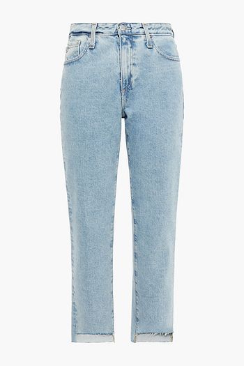 AG JEANS Frayed high-rise straight-leg jeans