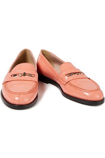 MSGM Loafers aus Lackleder mit Krokodileffekt und Logoapplikationen