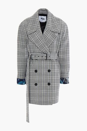 MSGM Double-breasted Prince of Wales checked woven coat