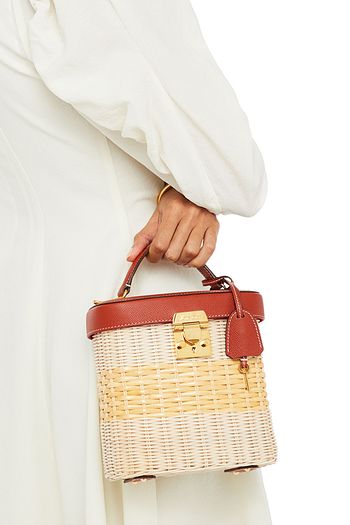MARK CROSS Benchley Tote Bag aus Leder und Rattan