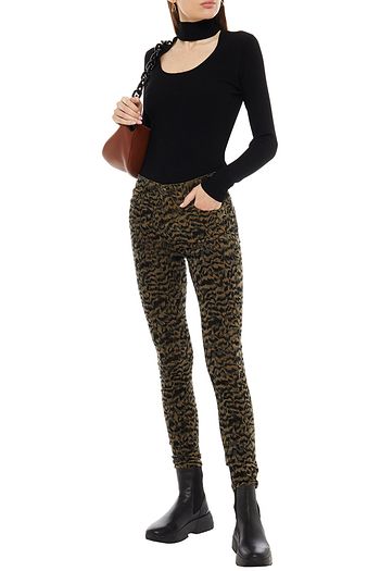 AG JEANS Printed cotton-blend corduroy slim-leg pants