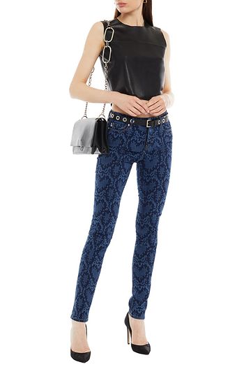 LOVE MOSCHINO Snake-print low-rise skinny jeans