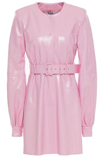 MSGM Minikleid aus Kunstleder mit Straußenleder-Effekt und Gürtel