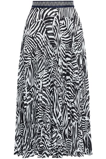 MISSONI Wrap-effect pleated zebra-print crepe midi skirt