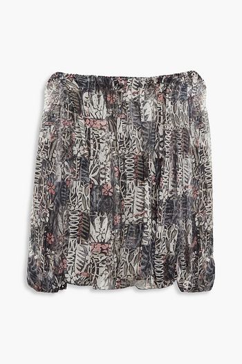 ALAÏA Off-the-shoulder printed silk-crepon top