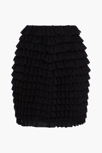ALAÏA Ruffled silk-blend mini skirt