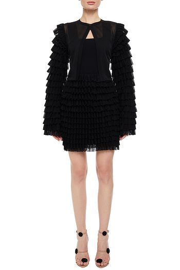 ALAÏA Ruffled silk-blend mini skirt