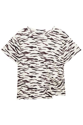 REJINA PYO Gerafftes T-Shirt aus Baumwoll-Jersey mit Tigerprint
