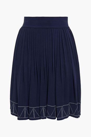 ALAÏA Embroidered pleated knitted mini skirt