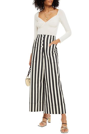 REJINA PYO Hoch sitzende Jeans mit weitem Bein und Streifen