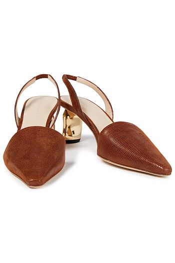 REJINA PYO Slingback-Pumps aus Leder mit Eidechseneffekt