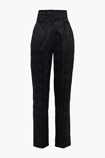 ALAÏA Embroidered pleated cotton tapered pants