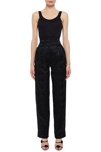 ALAÏA Embroidered pleated cotton tapered pants