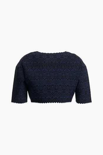 ALAÏA Cropped scalloped jacquard-knit top
