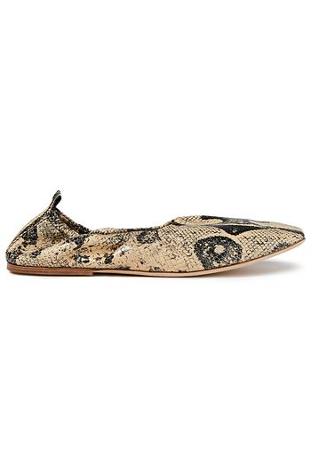REJINA PYO Gathered snake-effect leather ballet flats