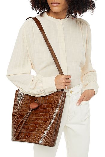 REJINA PYO Croc-effect leather bucket bag