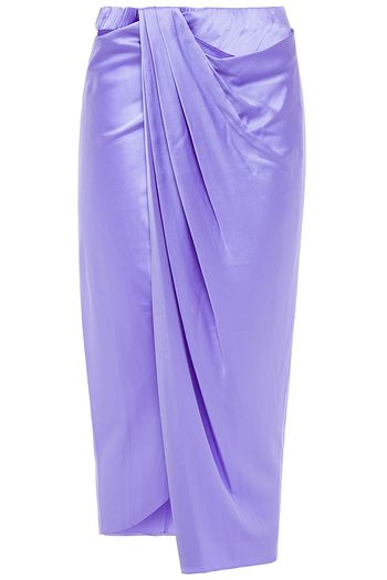 HELMUT LANG Wrap-effect draped stretch-silk satin skirt