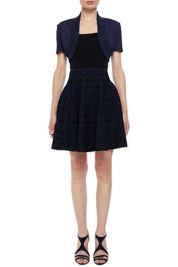 ALAÏA Cropped paneled pointelle and stretch-knit cardigan