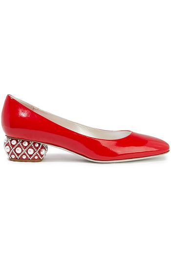 RENE' CAOVILLA Lady Perla embellished patent-leather pumps