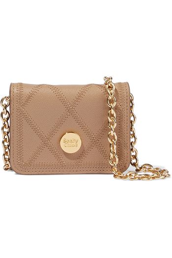 SEE BY CHLOÉ Roby mini embroidered textured-leather shoulder bag