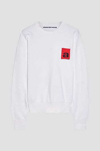 ALEXANDER WANG AppliquƩd pointelle-knit sweater