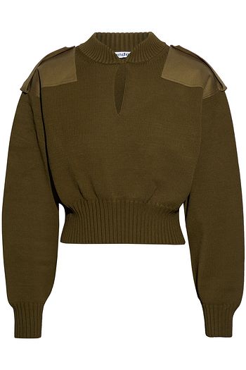 ALEXANDER WANG Cropped gabardine-paneled knitted sweater