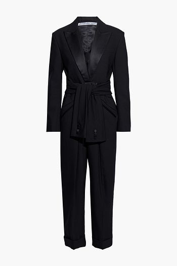 ALEXANDER WANG Tie-front satin-trimmed twill jumpsuit