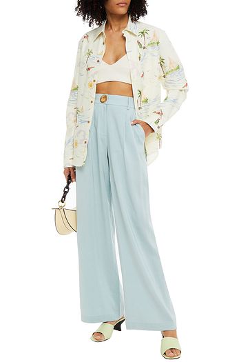 REJINA PYO Edie Hose mit weitem Bein aus Webstoff mit Falten